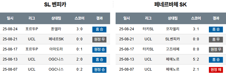 픽대디 해외축구 경기분석 | 벤피카 vs 페네르바체