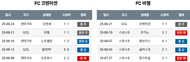 픽대디 해외축구 경기분석 | 코펜하겐 vs 바젤