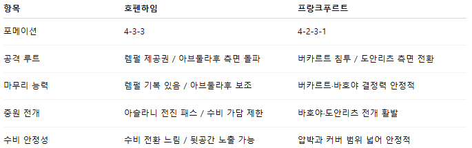 픽대디 해외축구 경기분석 | 호펜하임 vs 프랑크푸르트