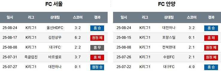 픽대디 해외축구 경기분석 | FC서울 vs FC안양